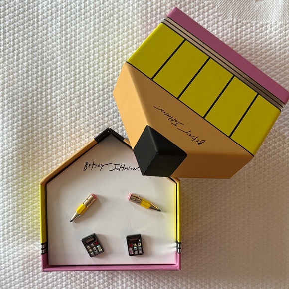 Betsey Johnson Earrings: Back to School Pencils and Calculator Earrings NWT - Picture 2 of 7